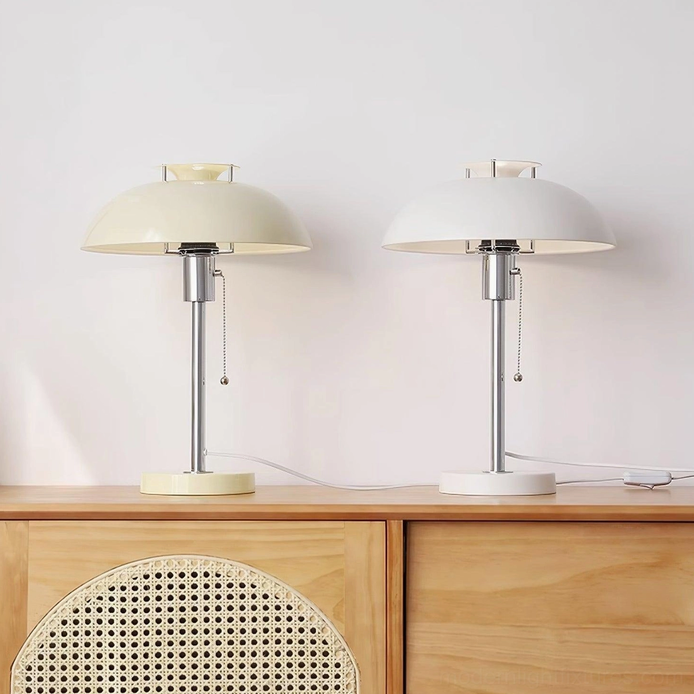 Bowie table lamp night time illumination showing warm glow in bedroom or living space