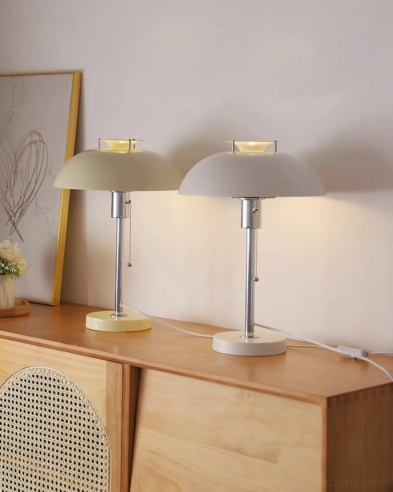 Bowie white table lamp in contemporary room accent lighting for desk or bedside use