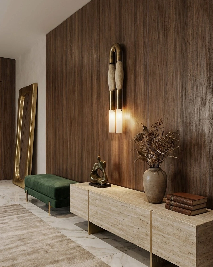 Branwick modern wall sconce in nickel finish showing clean U-shaped architectural silhouette and sculptural lighting form