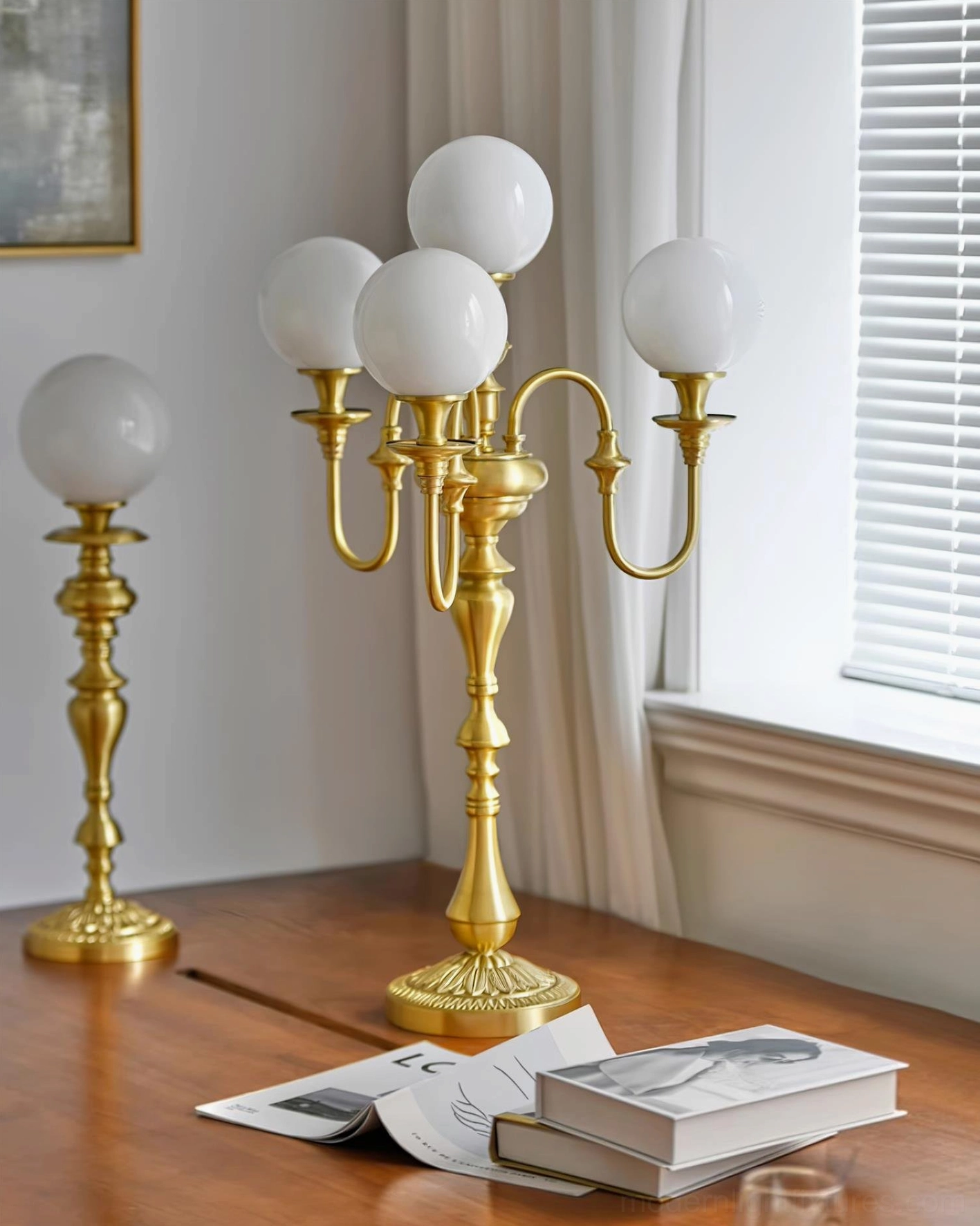 Beatty brass candlestick table lamp available in multiple sizes for any interior space