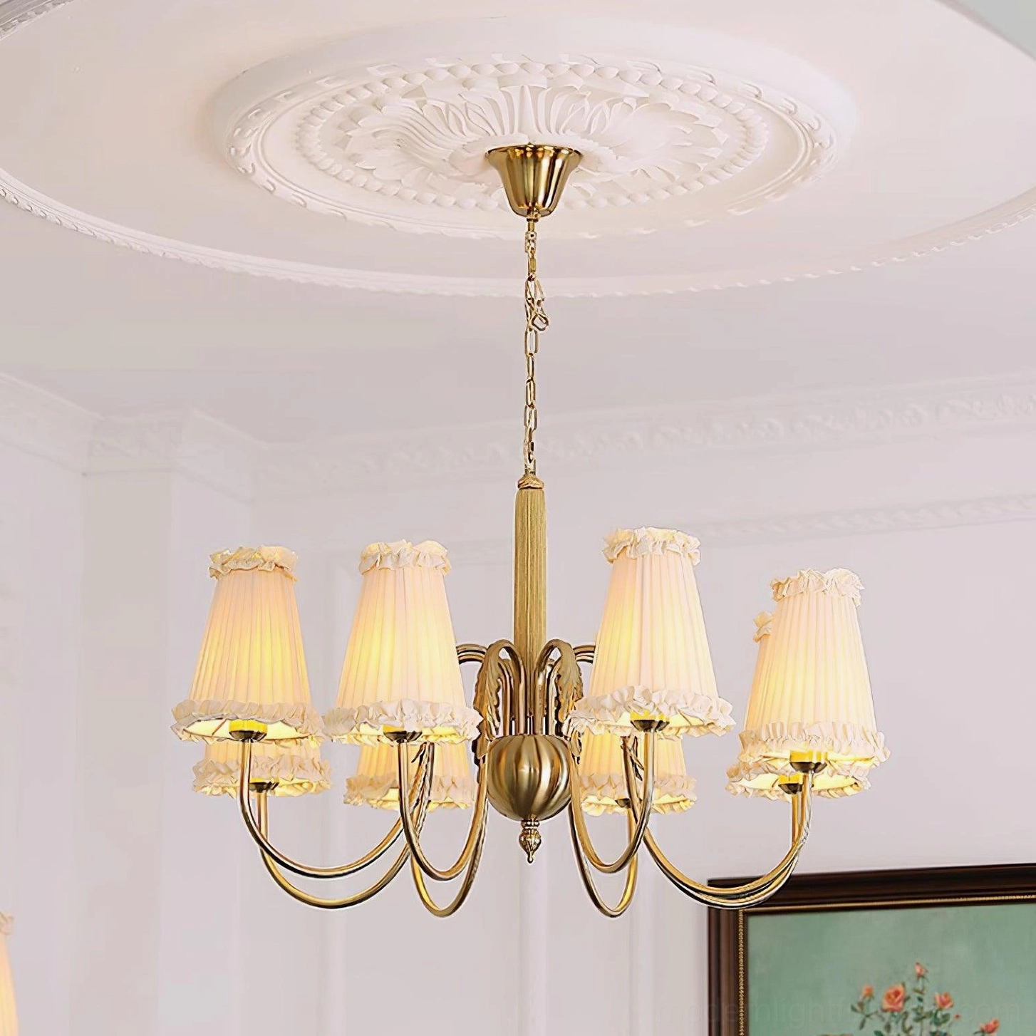 brass gold chandelier frame vintage design structural detail