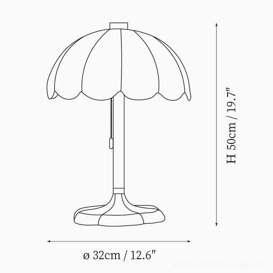 Brazoria table lamp technical specification diagram showing dimensions 50cm height and 32cm diameter