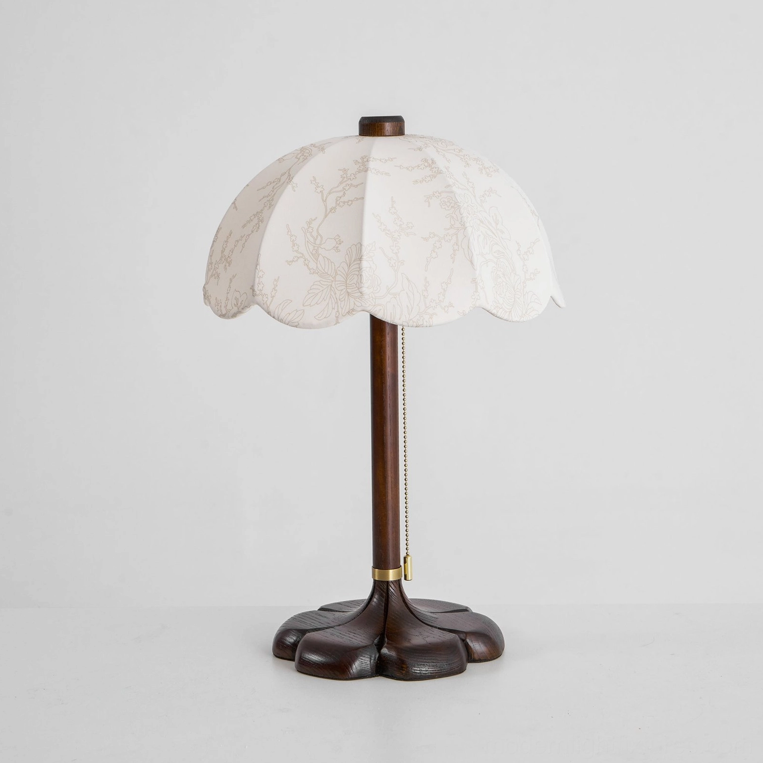 Brazoria vintage table lamp with scalloped shade on modern farmhouse bedside table setting