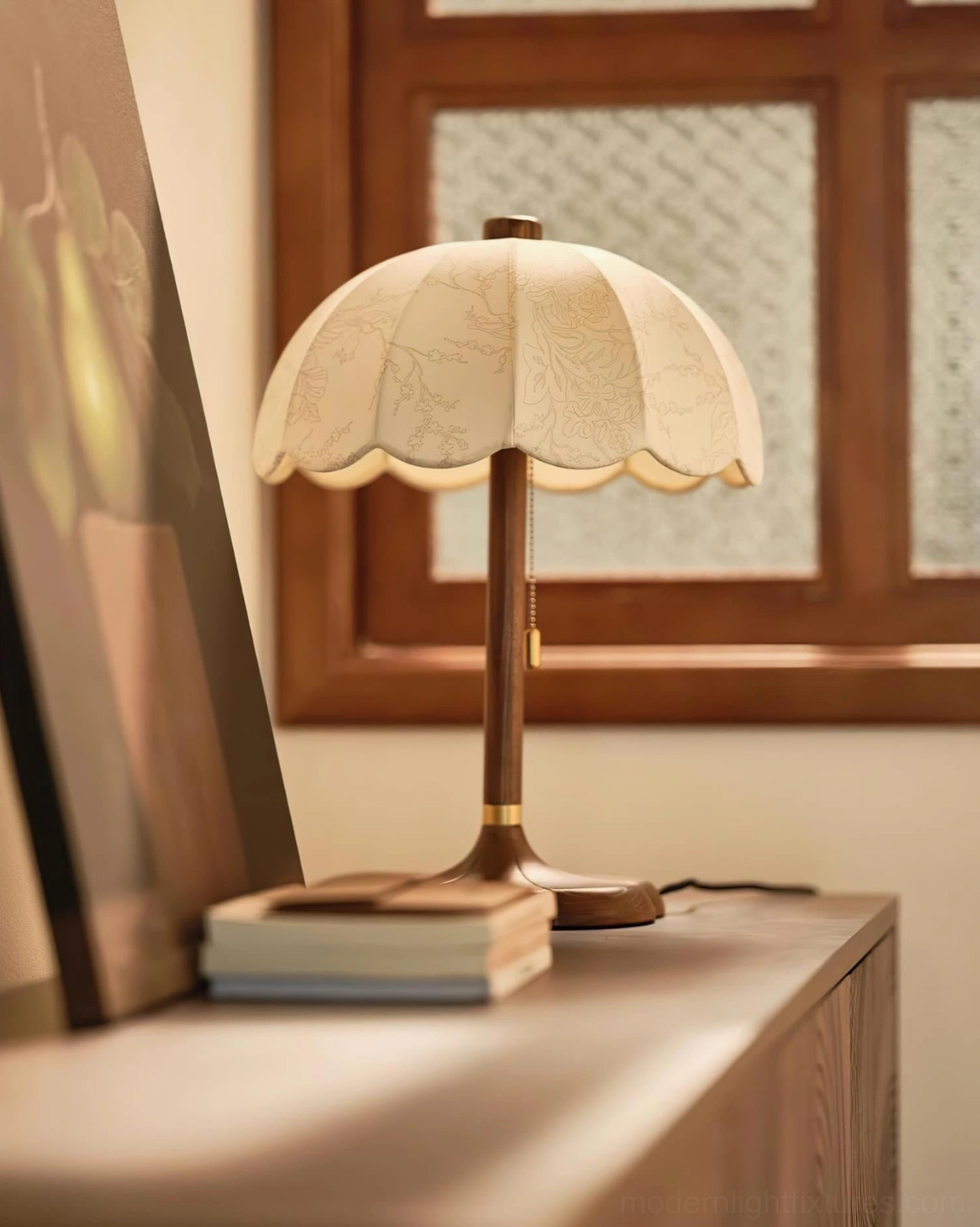 Brazoria scalloped table lamp available with US UK EU AU plug options for global compatibility