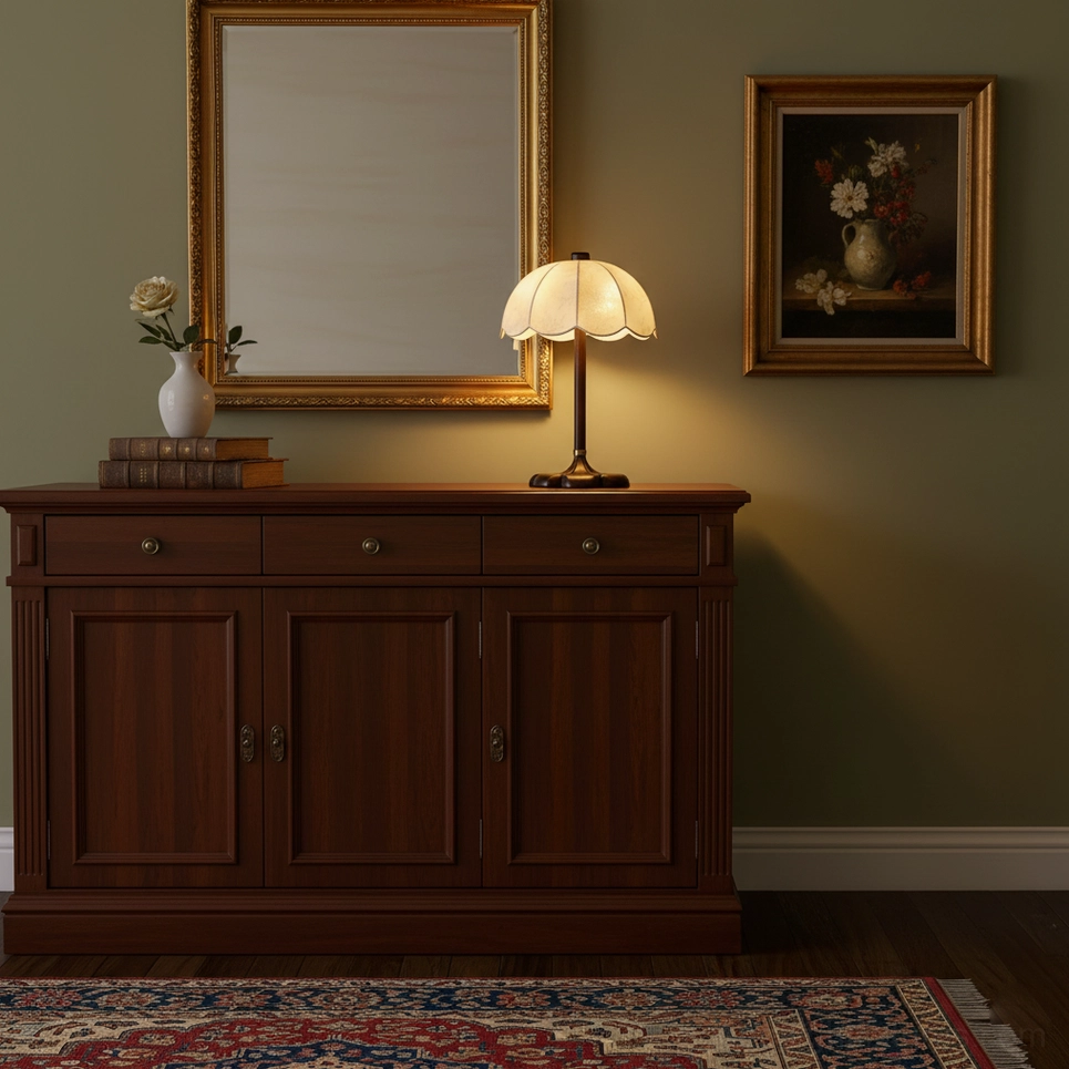Brazoria vintage bedside table lamp with soft diffused light creating cozy bedroom atmosphere