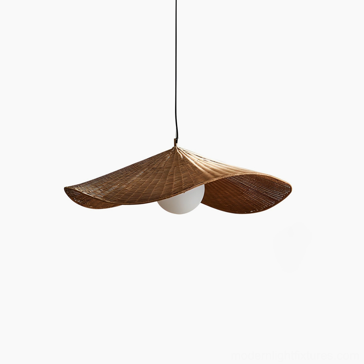 Breezeleaf rattan pendant light artistic lifestyle shot showing bohemian home decor styling