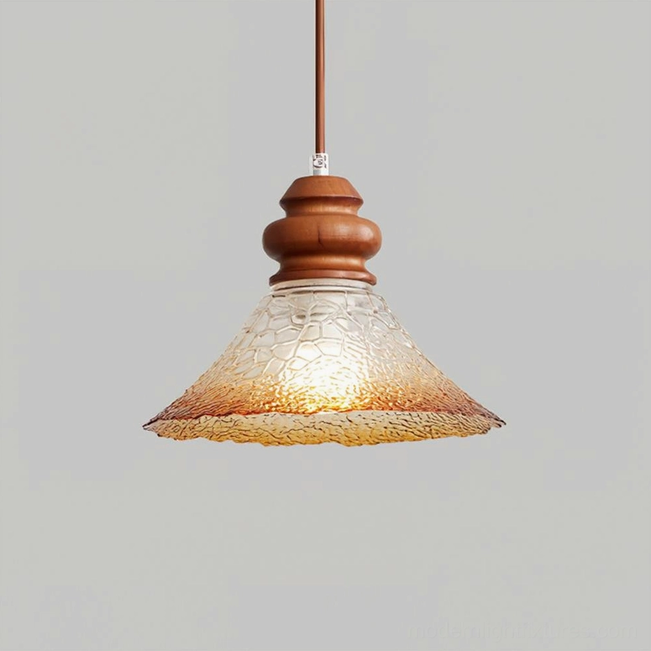 Brenna pendant light Model B with gradient amber textured glass shade, studio background