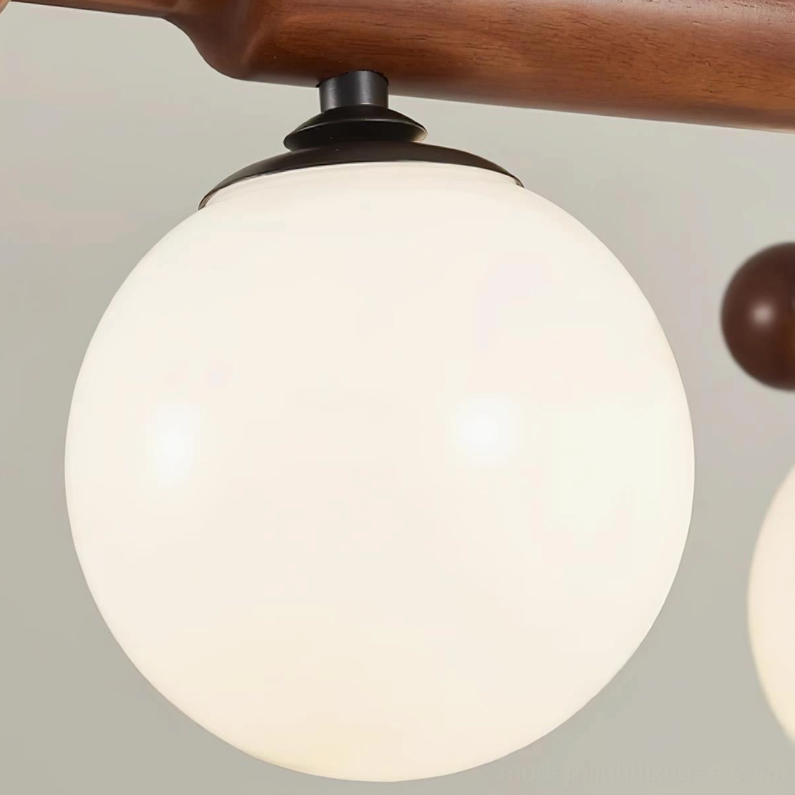Briette mid-century sputnik globe ceiling light fixture full product showcase walnut black white finishes