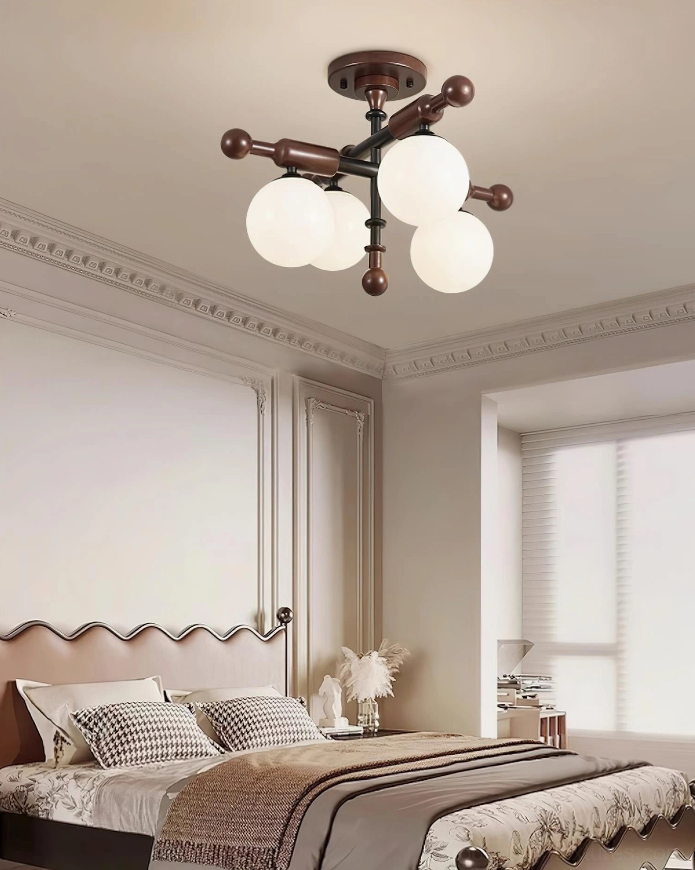 Briette globe ceiling light available color options black walnut white finish comparison display