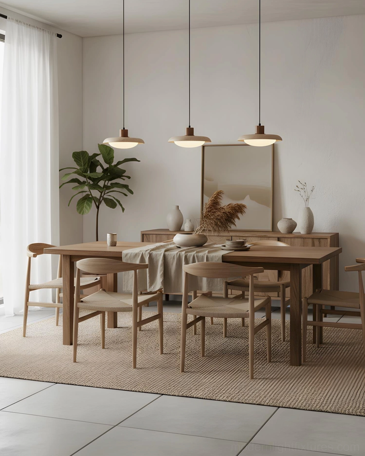Modern minimalist pendant light installation example in contemporary home interior setting