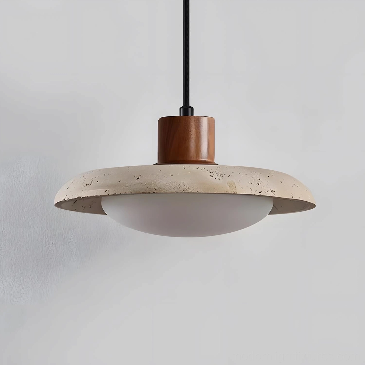 Brimwood travertine pendant light in Scandinavian minimalist interior design style setting