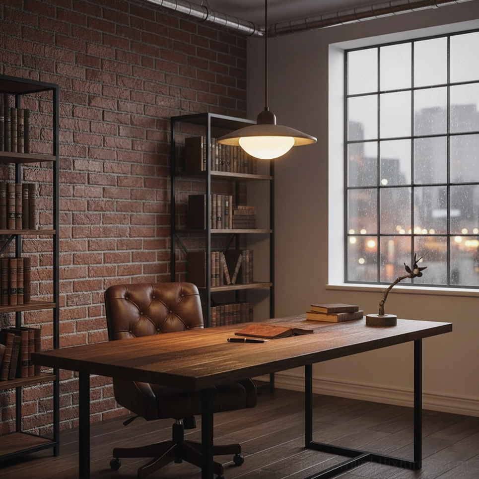Brio travertine pendant light in scandinavian minimalist home setting