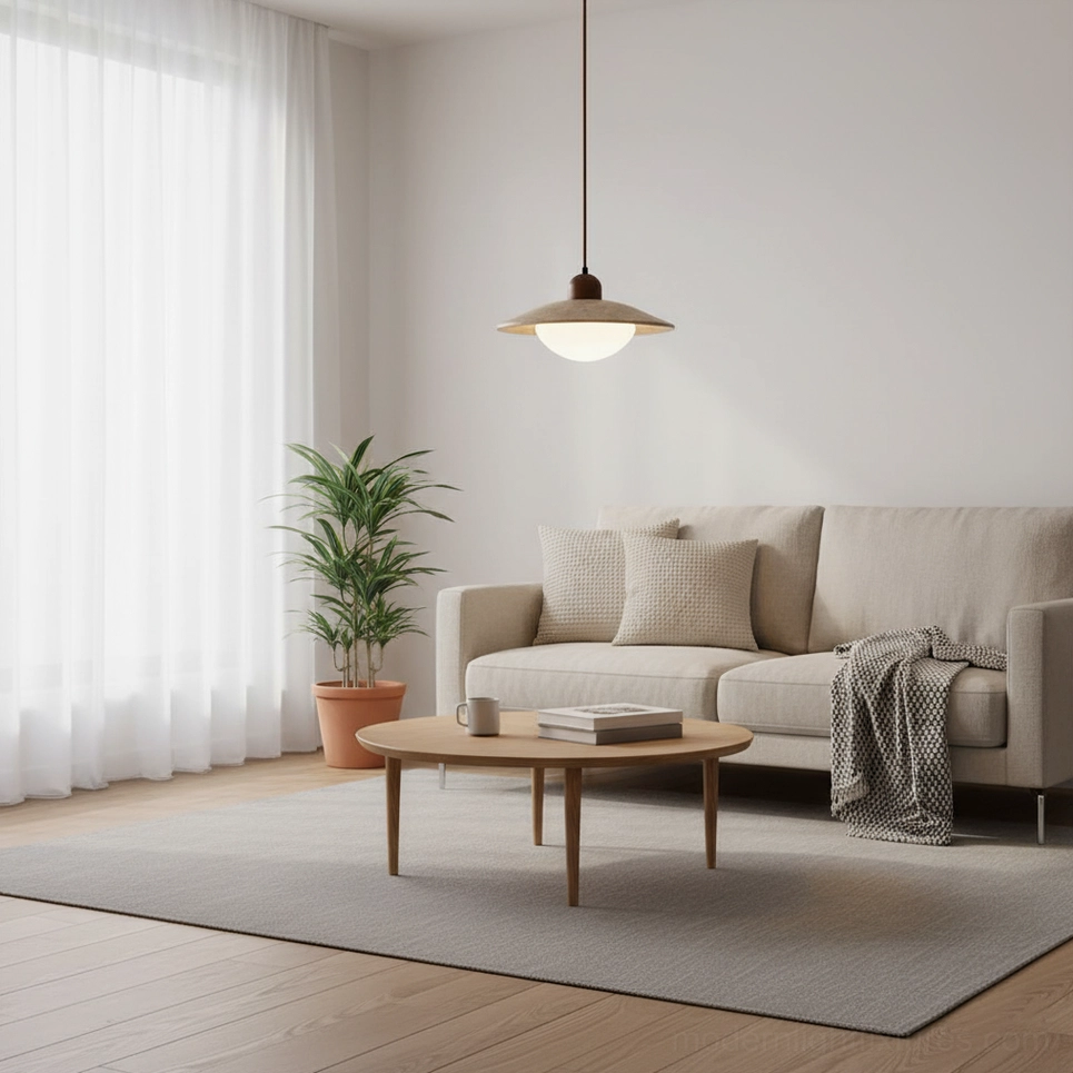 Brio pendant light with warm diffused illumination in contemporary interior