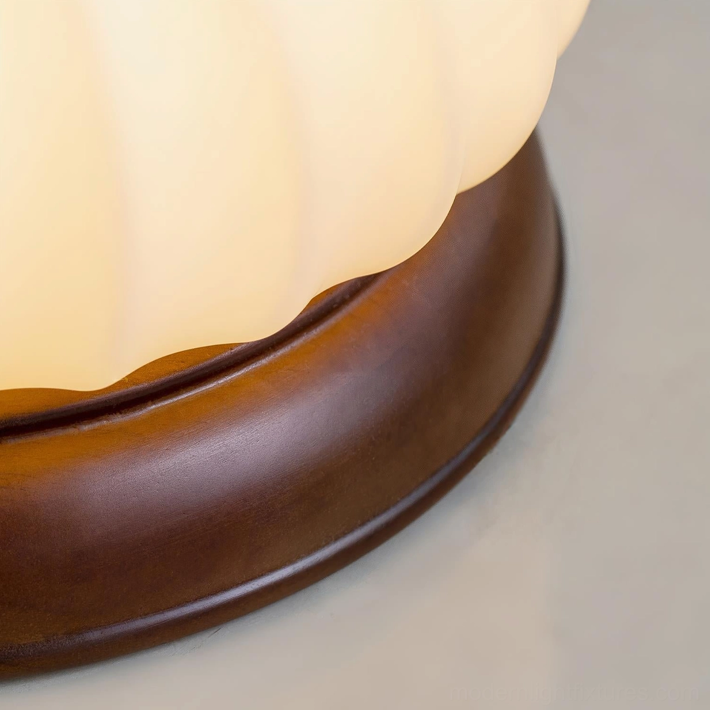 Brioche ceiling lamp full product view showing ribbed dome shade and wood base canopy