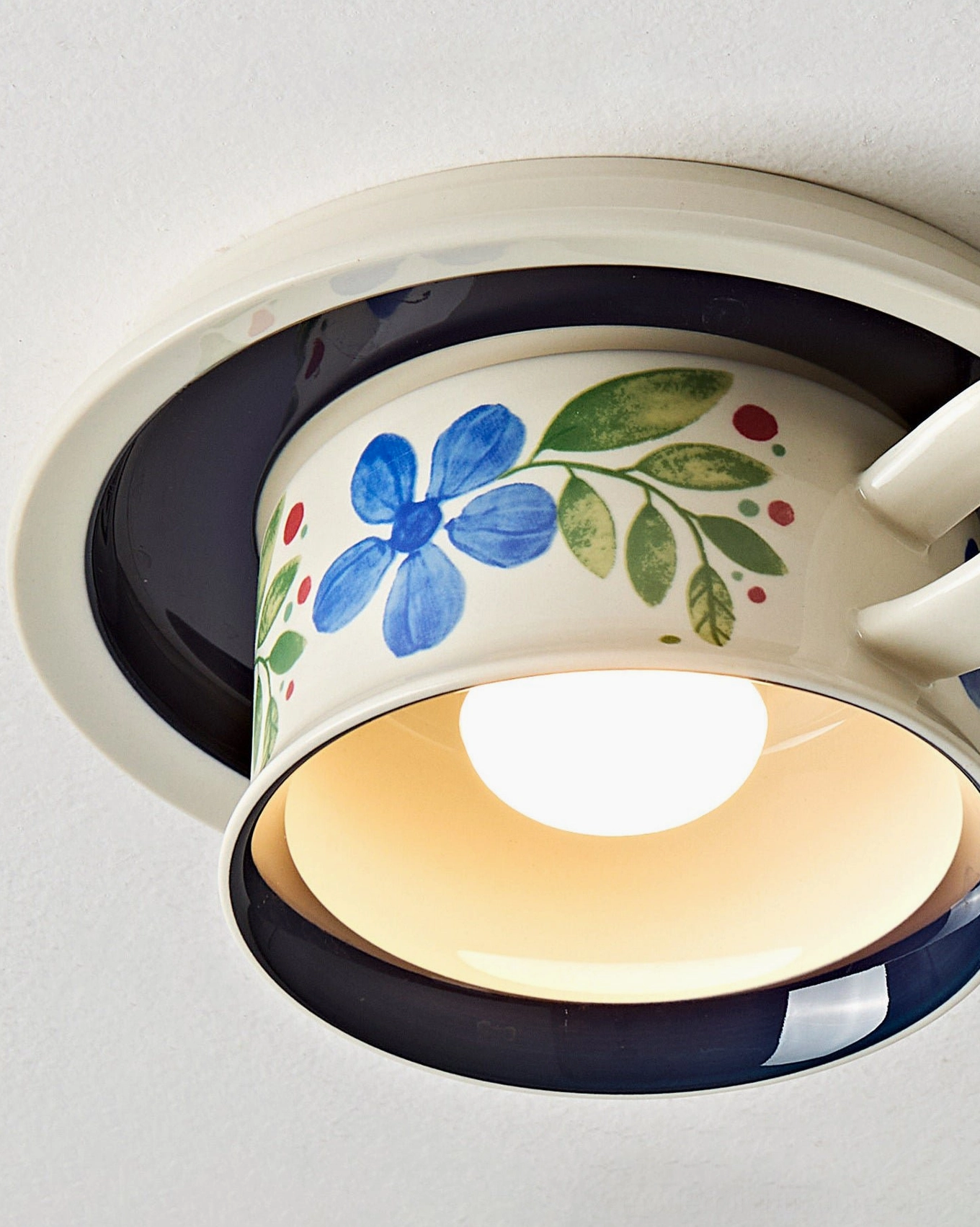 Brisa hand-painted ceramic ceiling fixture comparison showing multiple color options blue red white