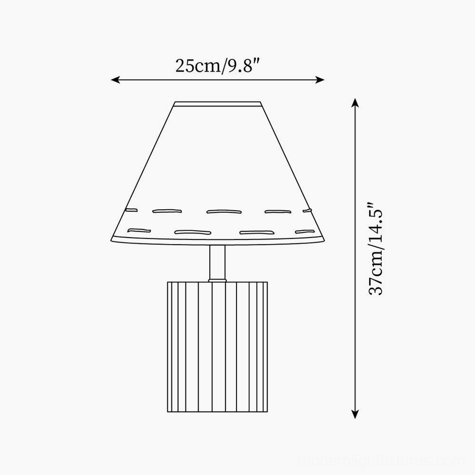 Brooke wooden table lamp technical dimensions drawing showing 25cm diameter and 37cm height specifications