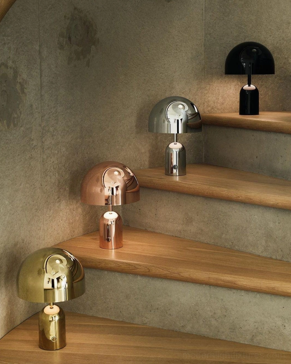 Black Brulee portable lamp beside decorative home accessories in eclectic interior design