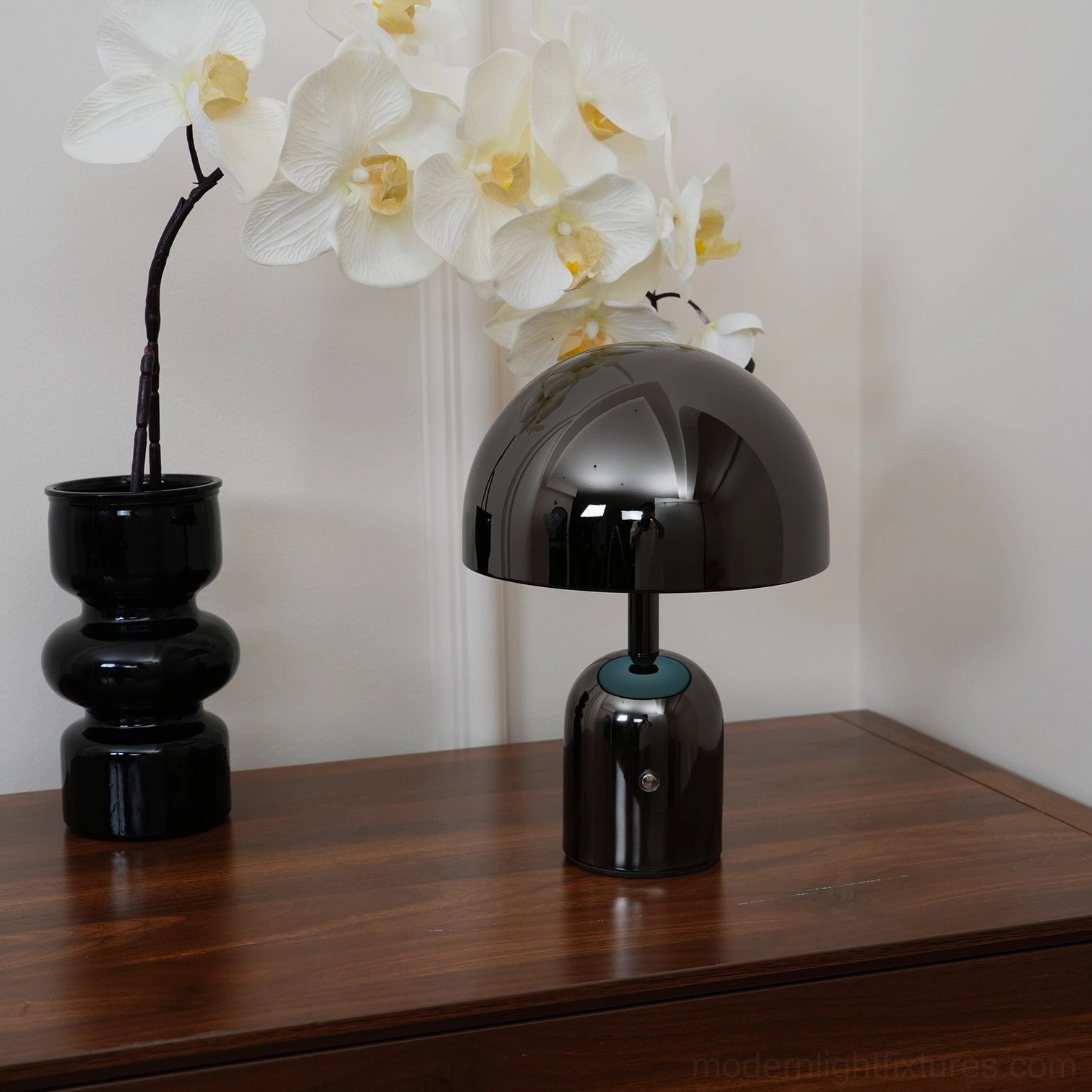 Chrome Brulee portable table lamp glare-free illumination in reading corner with comfortable seating
