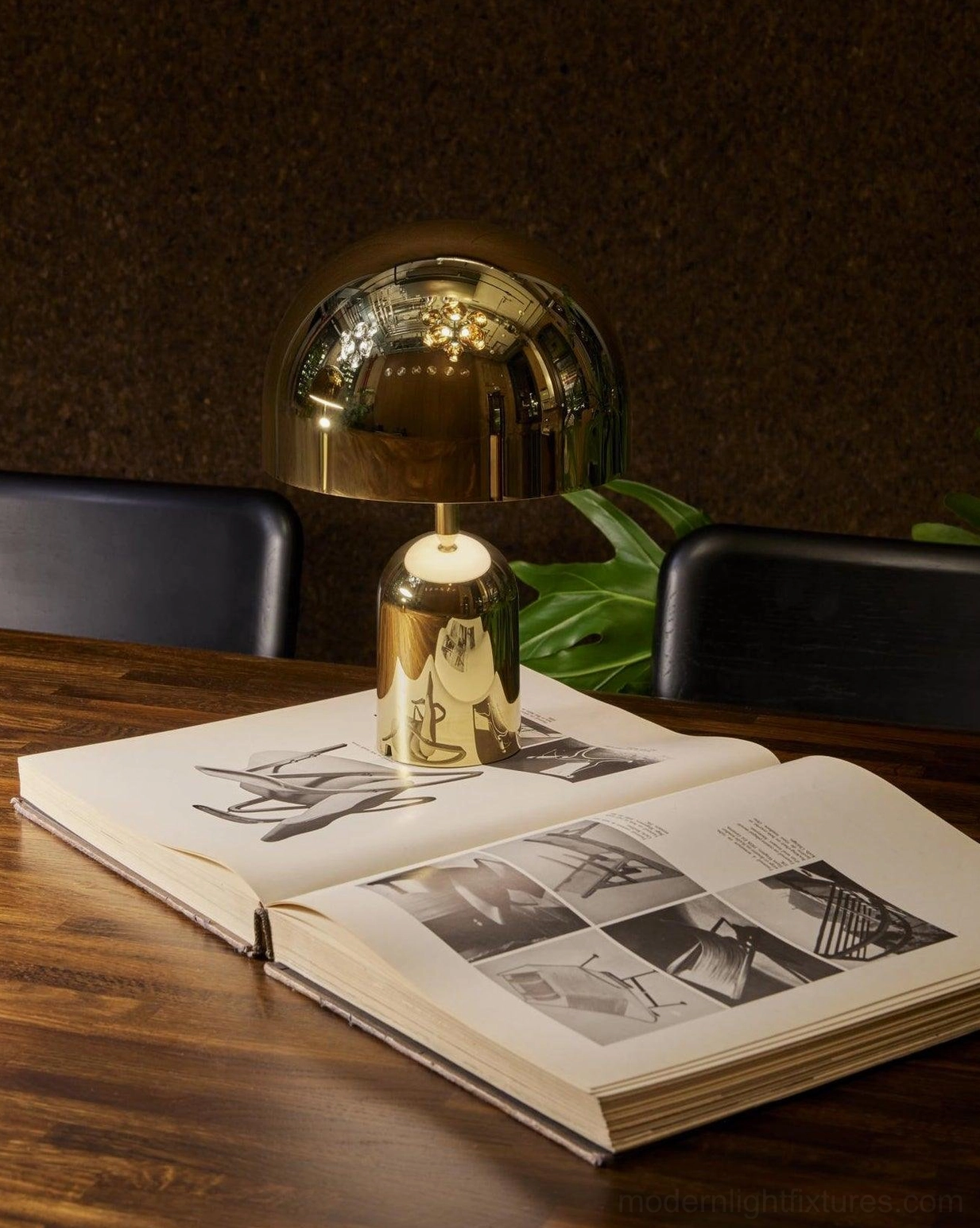 Chrome Brulee table lamp on minimalist side table in Scandinavian interior design setting