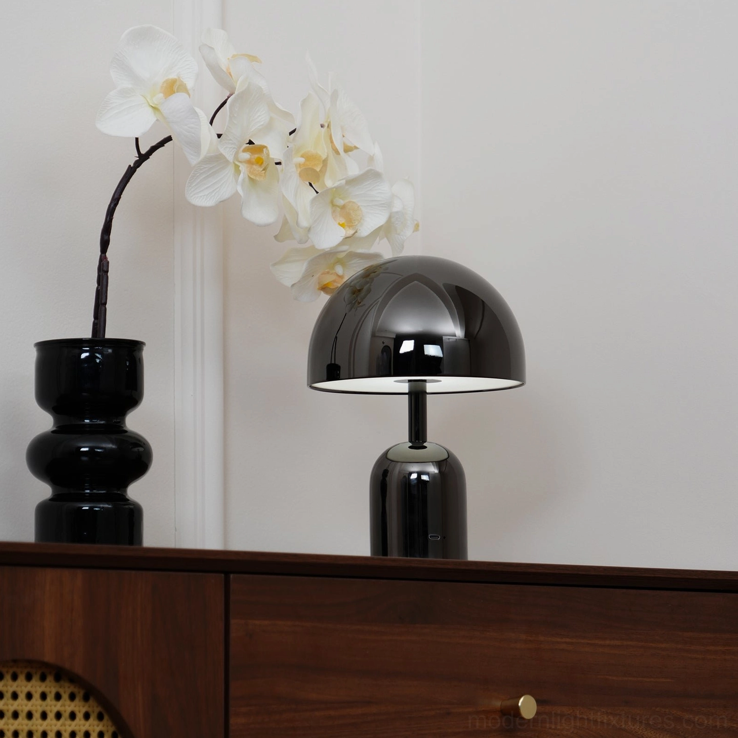 Gold Brulee portable table lamp perfect complement to contemporary modern and mid-century design