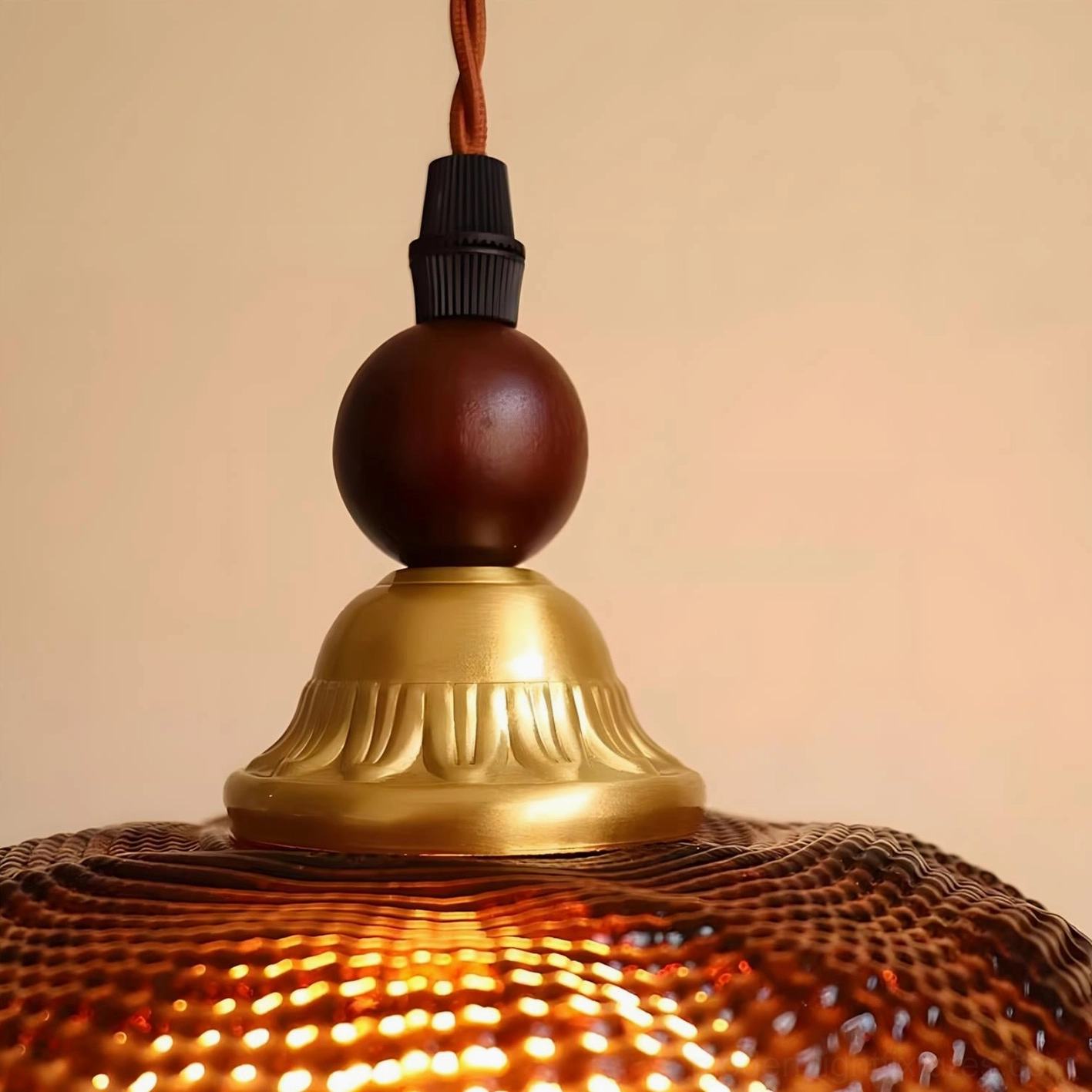 Bruma vintage brass wall sconce with gradient amber glass detail shot