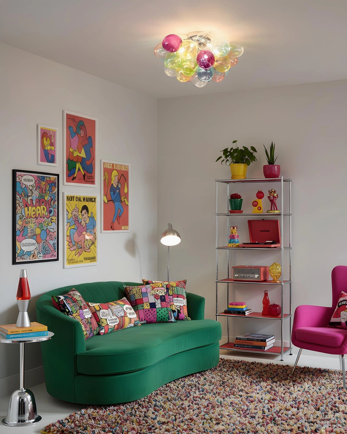 Contemporary ceiling light fixture with bubble glass design - modern home interior lighting solution