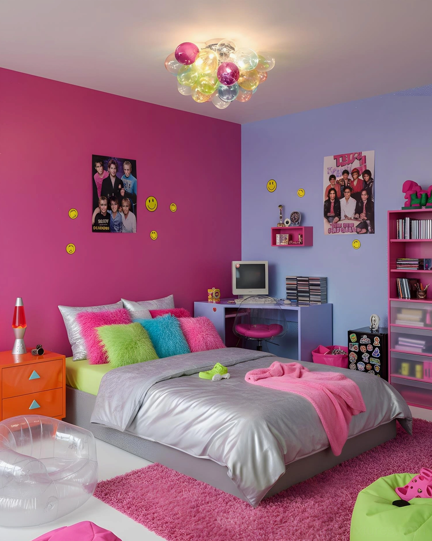 Multi-size bubble ceiling light comparison - 3-head, 4-head, and 6-head glass fixtures size options displayed