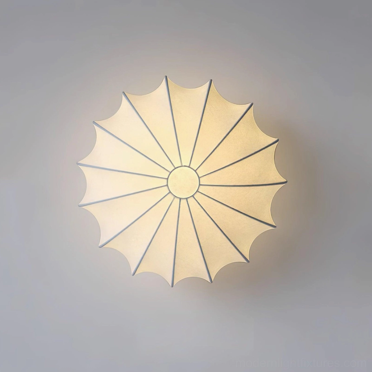 Modern bubble light fixture in minimalist Scandinavian interior design space with neutral palette
