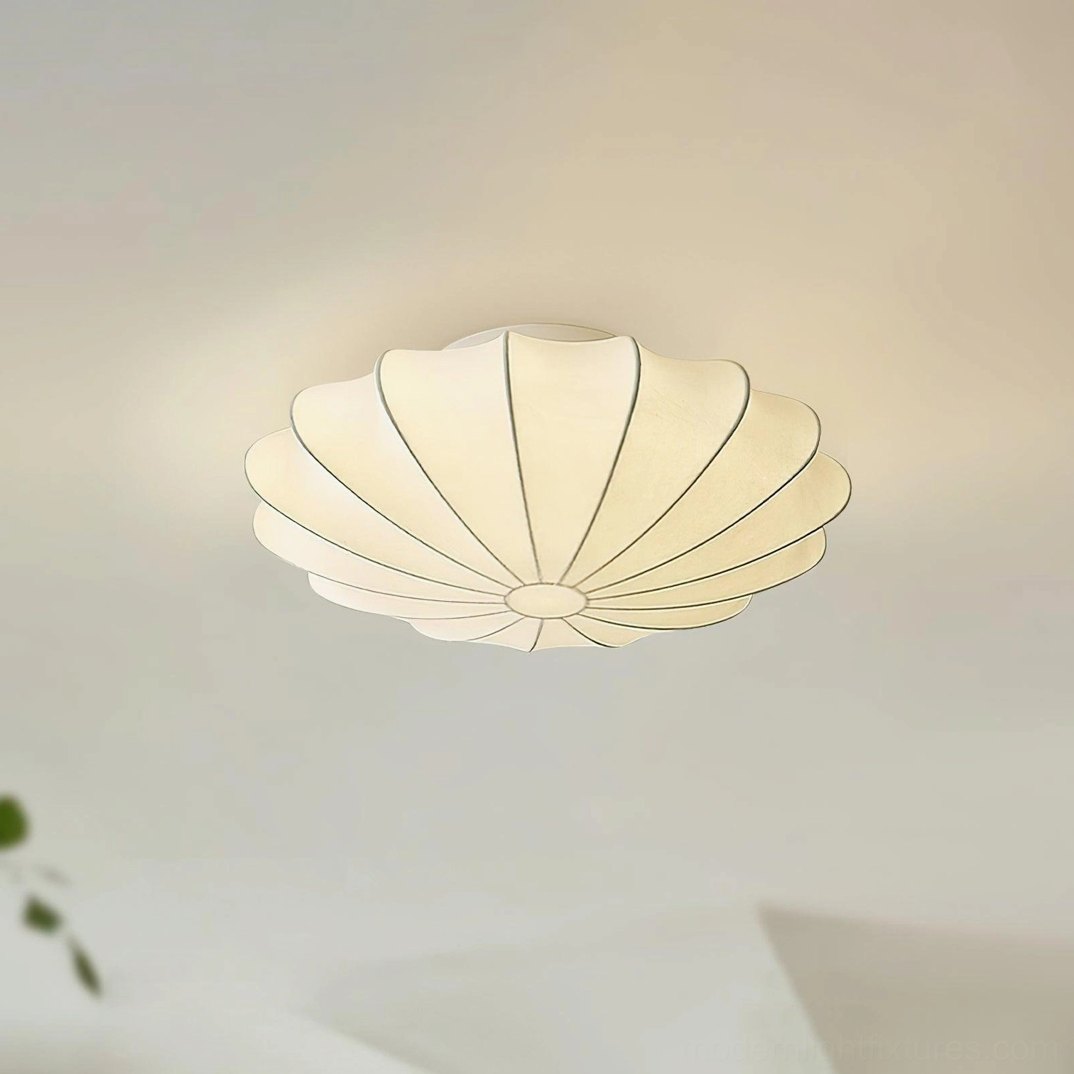 Small bubble ceiling light fixture 40cm diameter bedroom installation warm ambient illumination