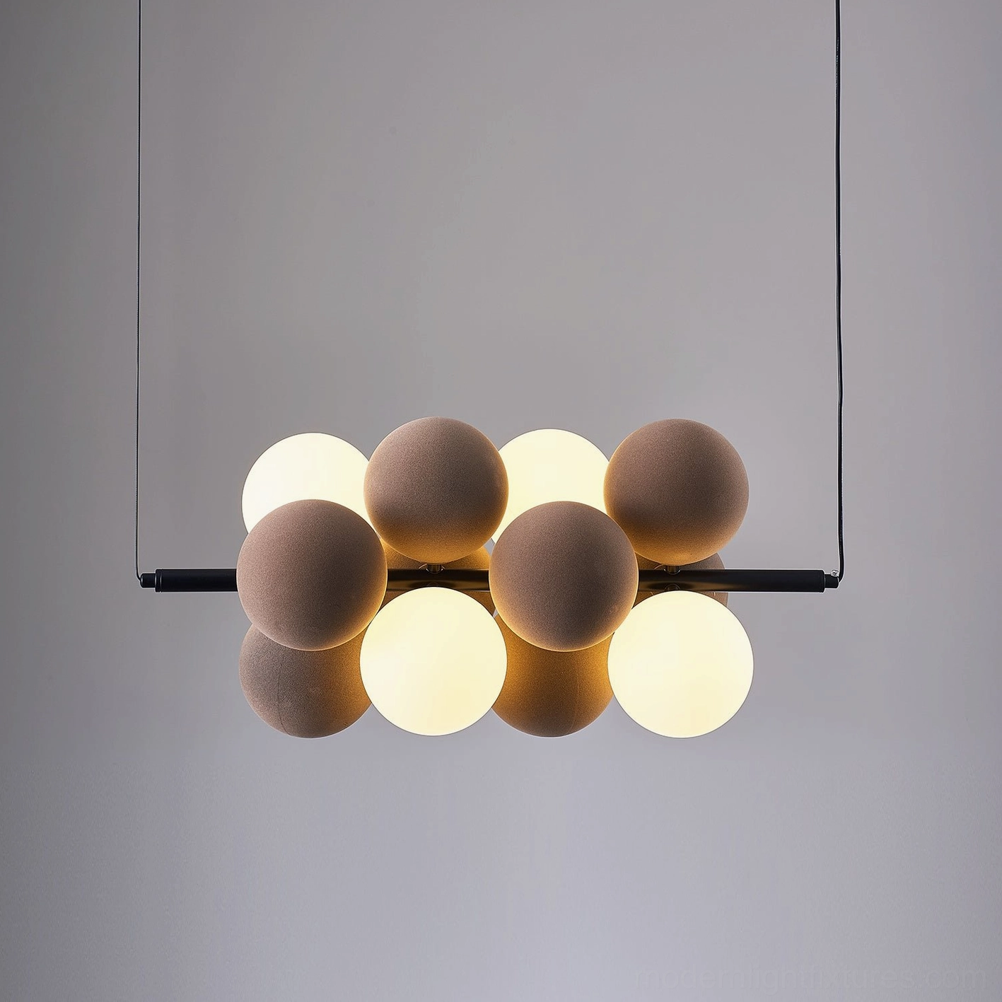 Modern bubble pendant light fixture color options including black grey white and coffee finishes