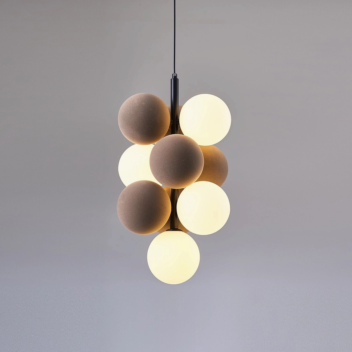 Bubble pendant light in Scandinavian interior design showcasing Nordic minimalism