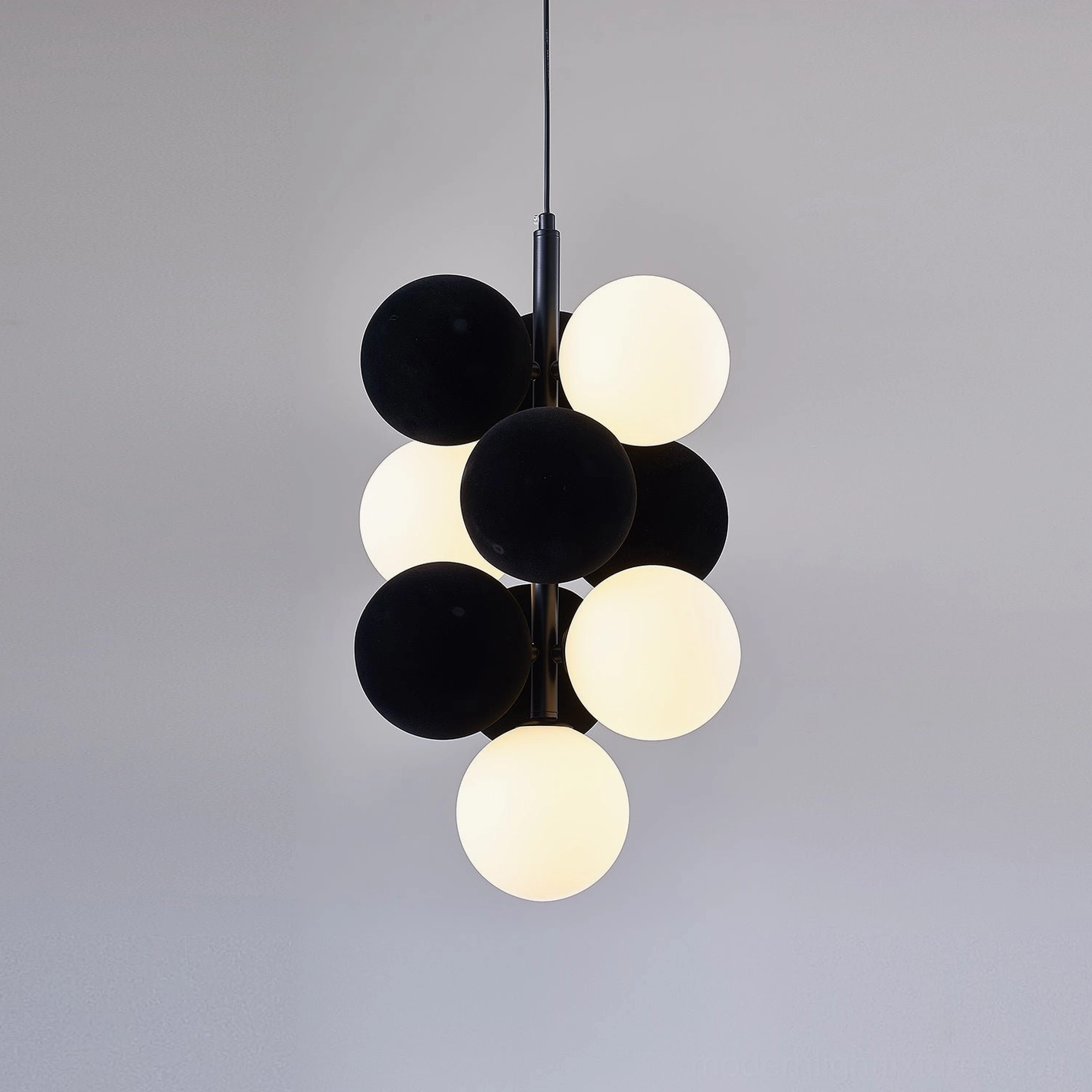 Modern sculptural bubble pendant light artistic interpretation in minimalist interior