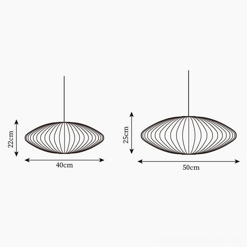 Bubble pendant light size comparison - geometric ribbed design specifications