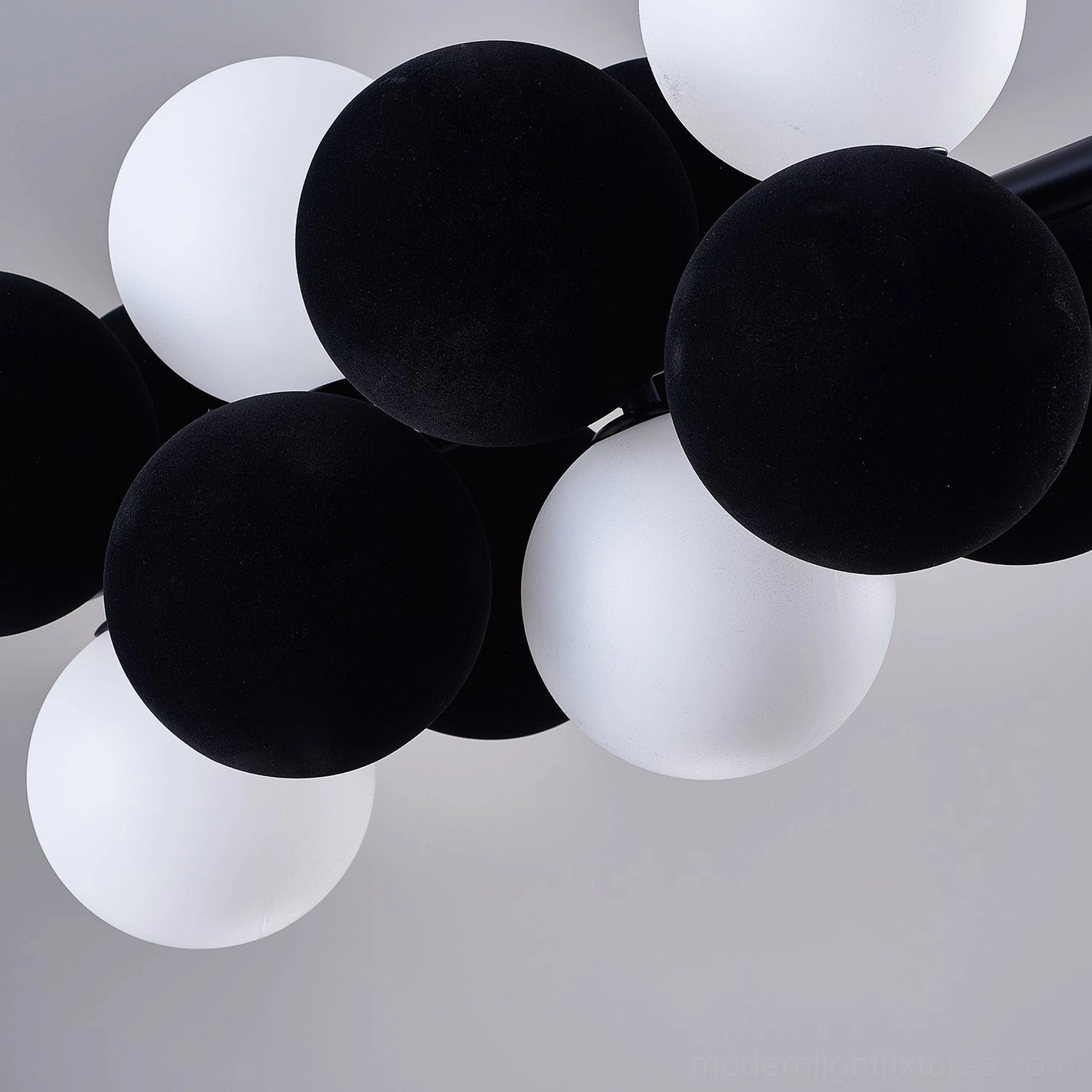Bubble pendant light showing sloped ceiling compatibility up to 30 degrees installation