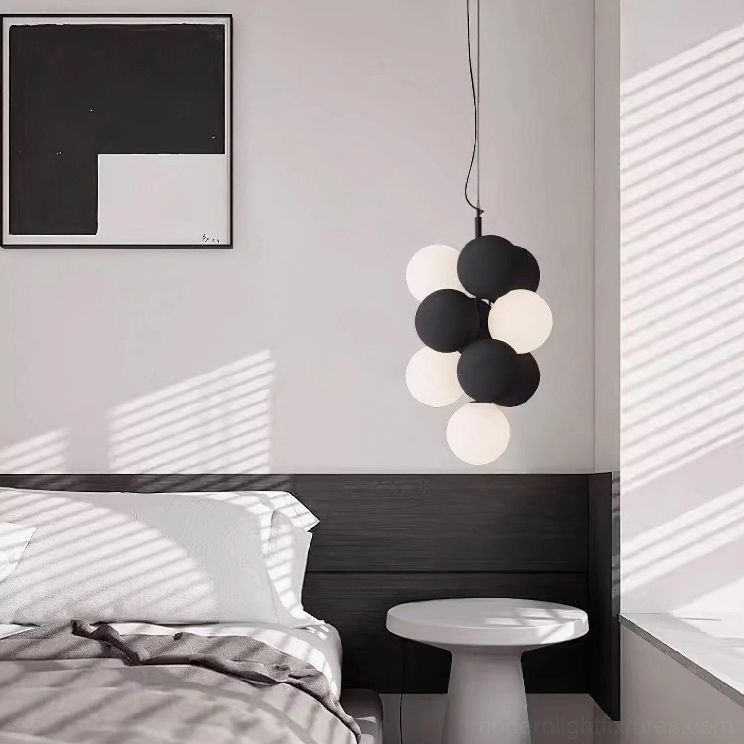 Modern bubble cluster pendant light with warm light glow demonstrating ambiance and comfort