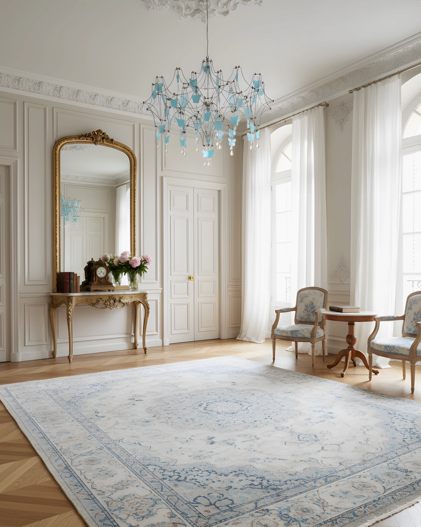 Butterfly dream chandelier artistic overhead view showcasing intricate metal framework and crystal arrangement demonstrating sculptural design excellence
