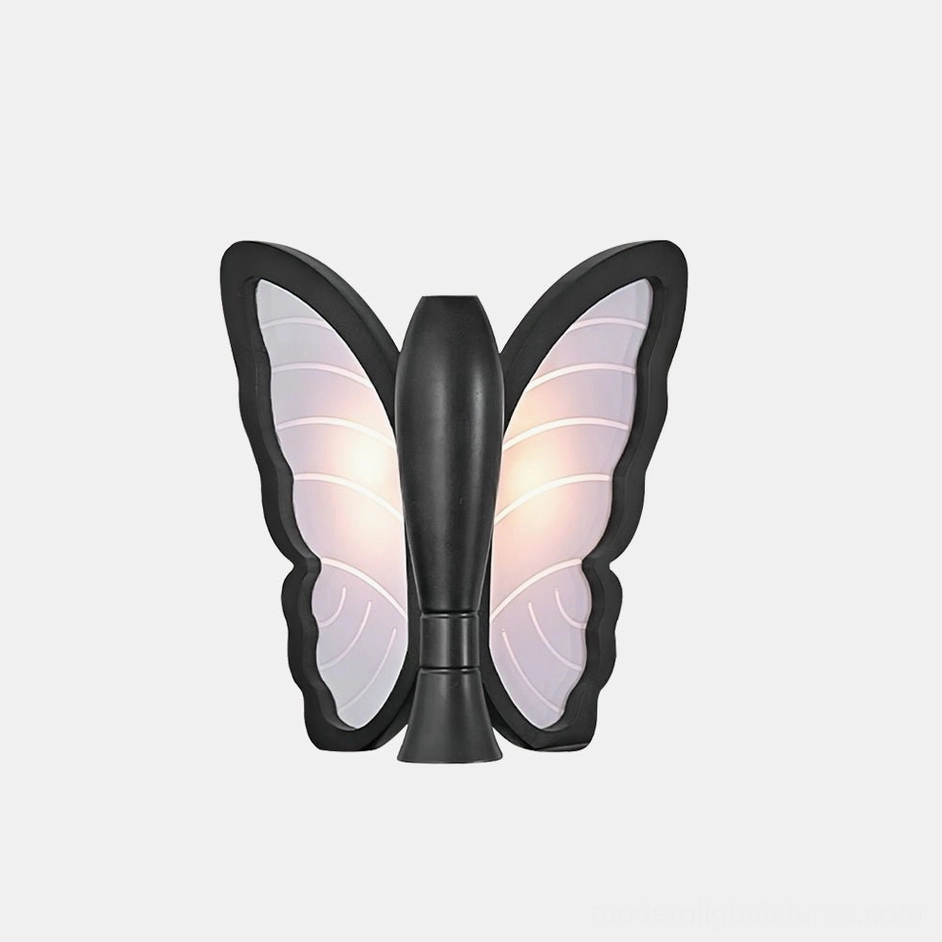 Butterfly table lamp black color option on white display background showing full product design