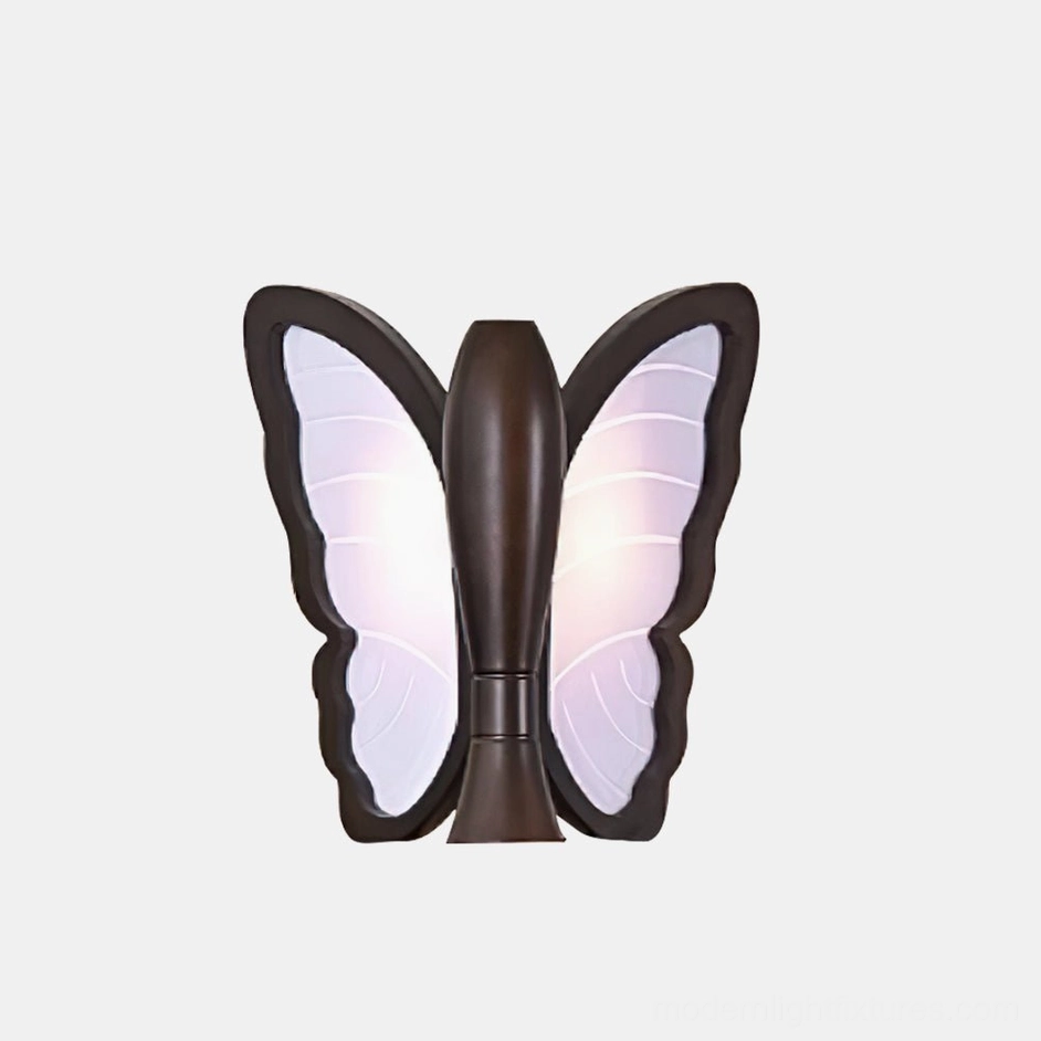 Butterfly table lamp walnut color finish on white background highlighting natural wood tone aesthetic