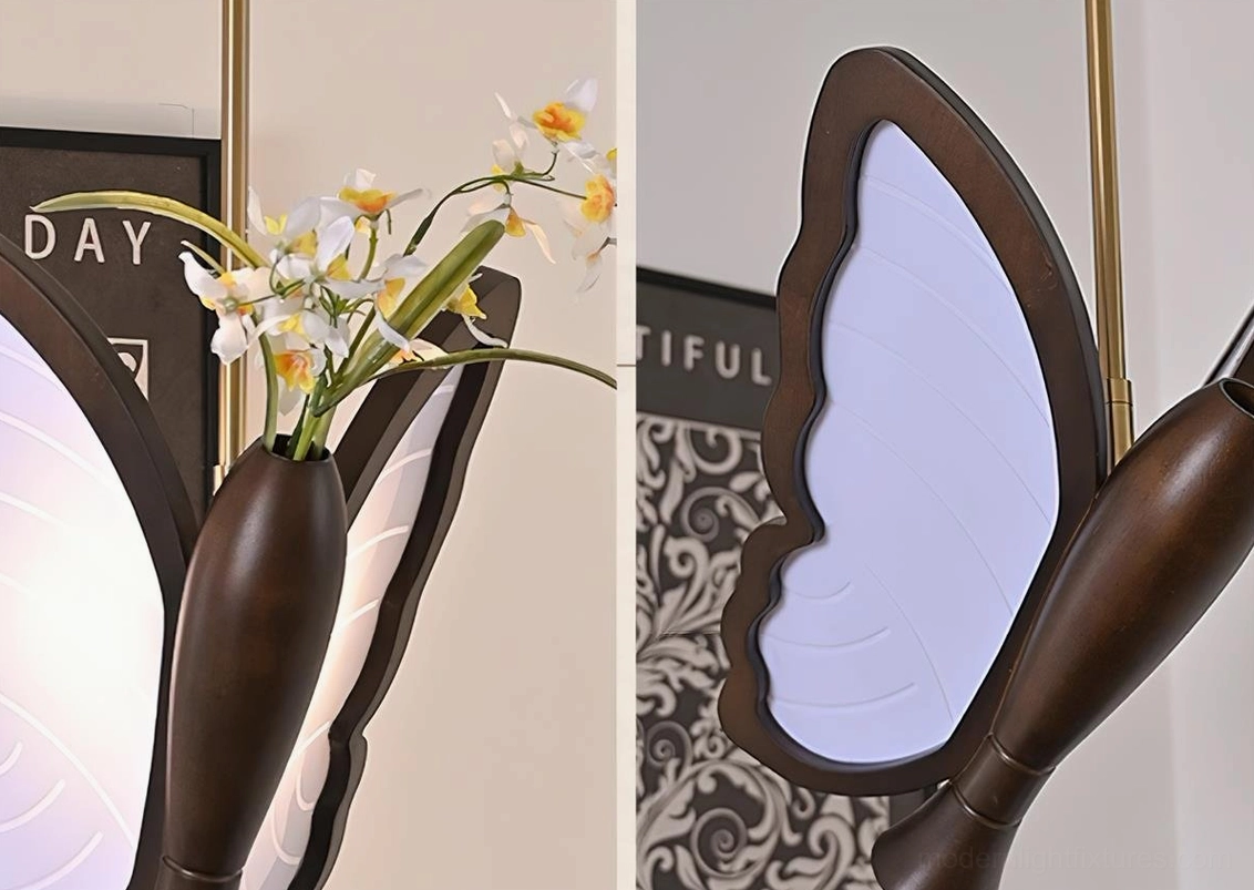 Modern butterfly pendant light as artistic statement piece in contemporary home interior design setting