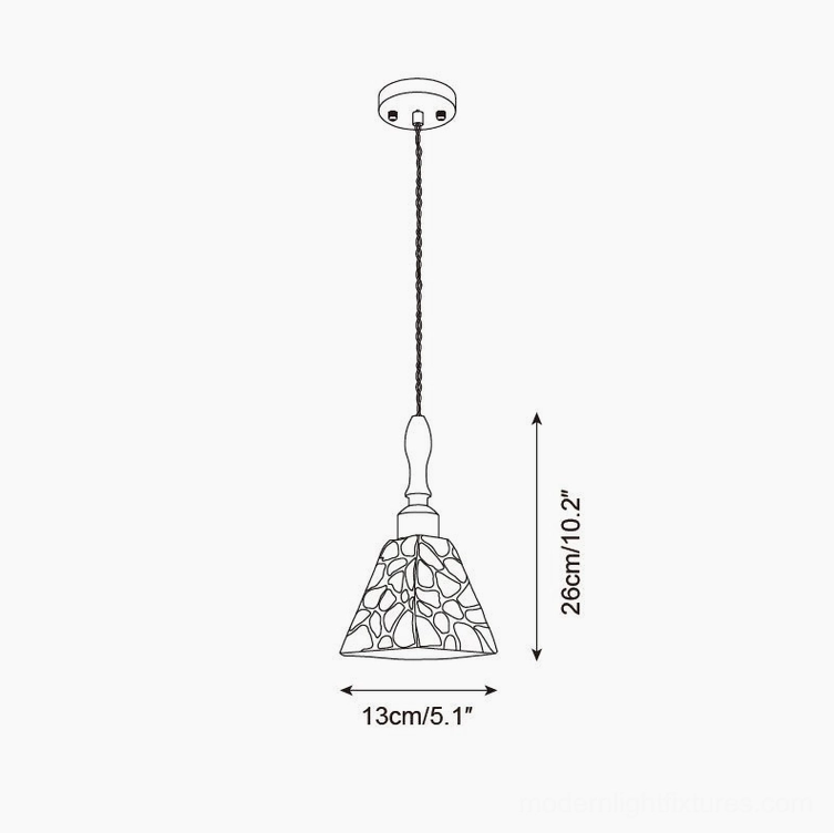 Cabana pendant light orthographic view featuring lattice glass shade pattern matching standard fixture dimensions