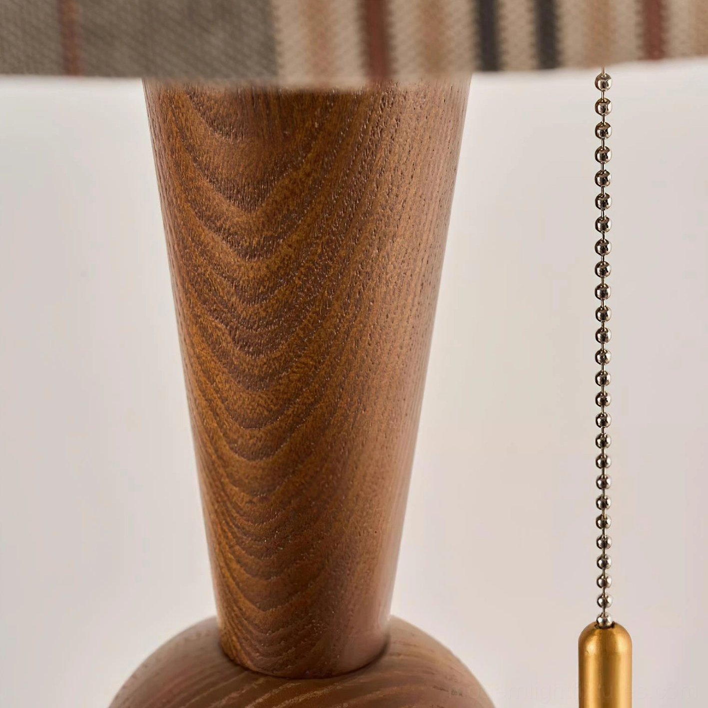 Rustic cabin table lamp with solid walnut wood base and fabric shade