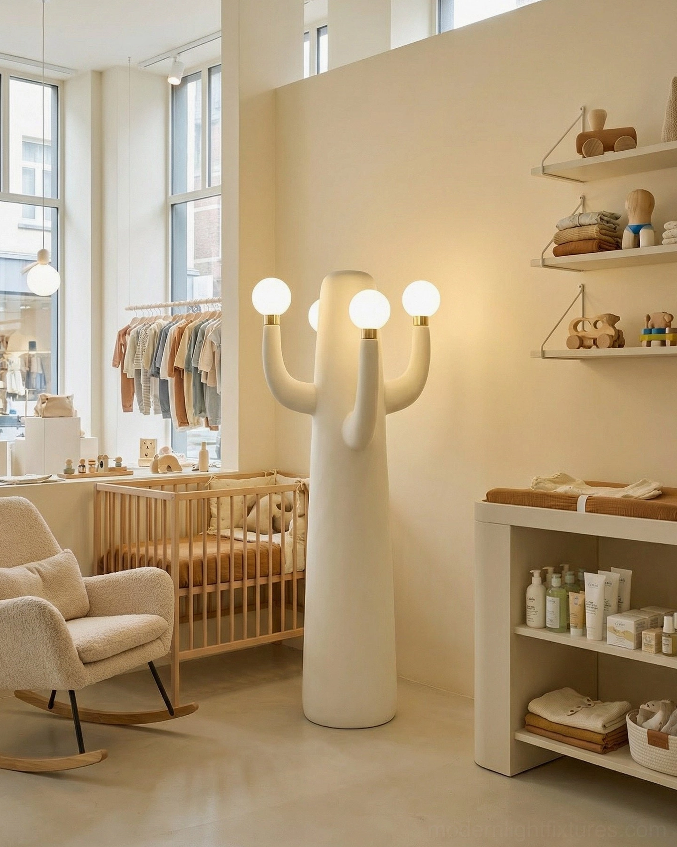 Black matte finish cactus floor lamp bringing sculptural elegance to modern interiors
