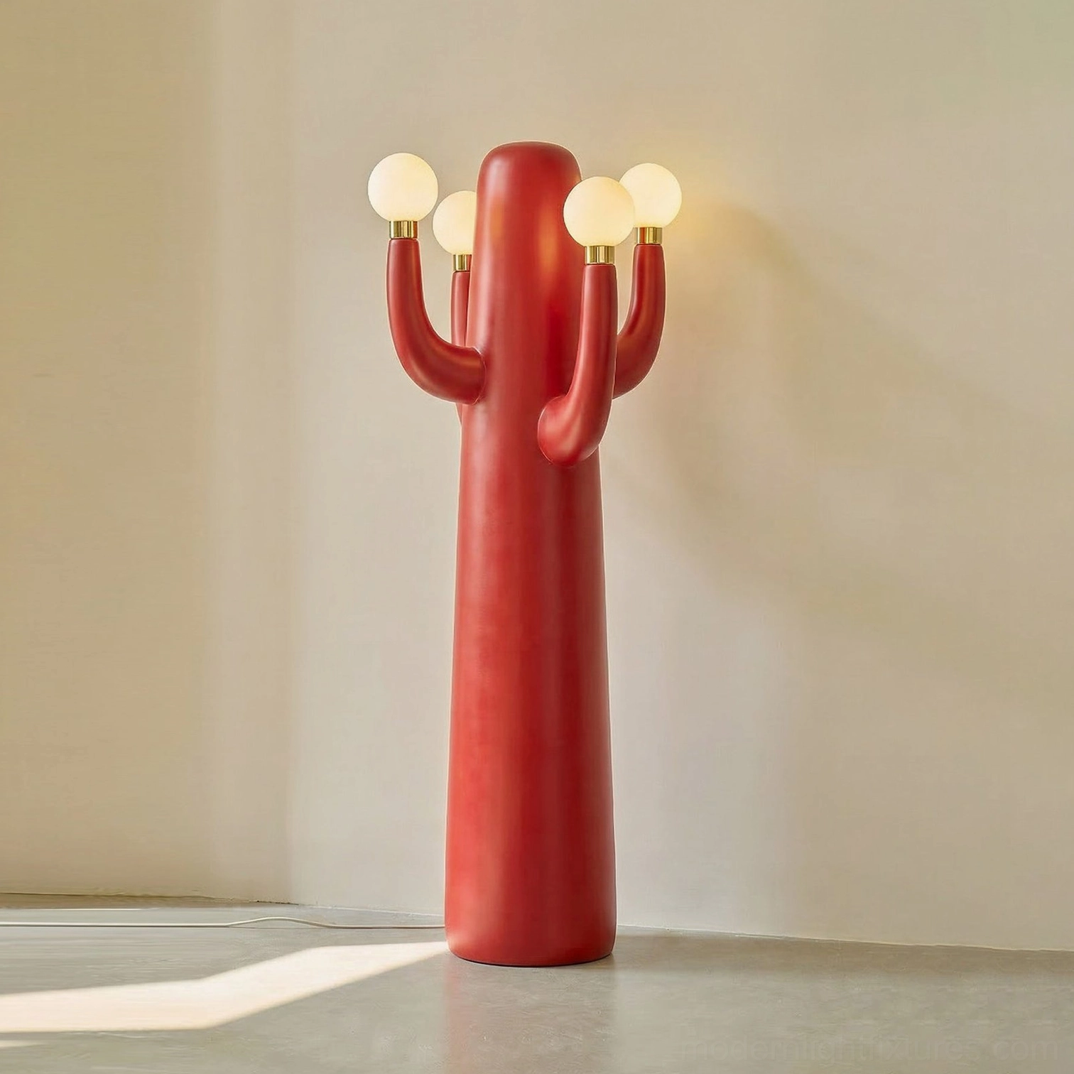 Gold finish cactus floor lamp contemporary sculpture with ambient lighting functionality