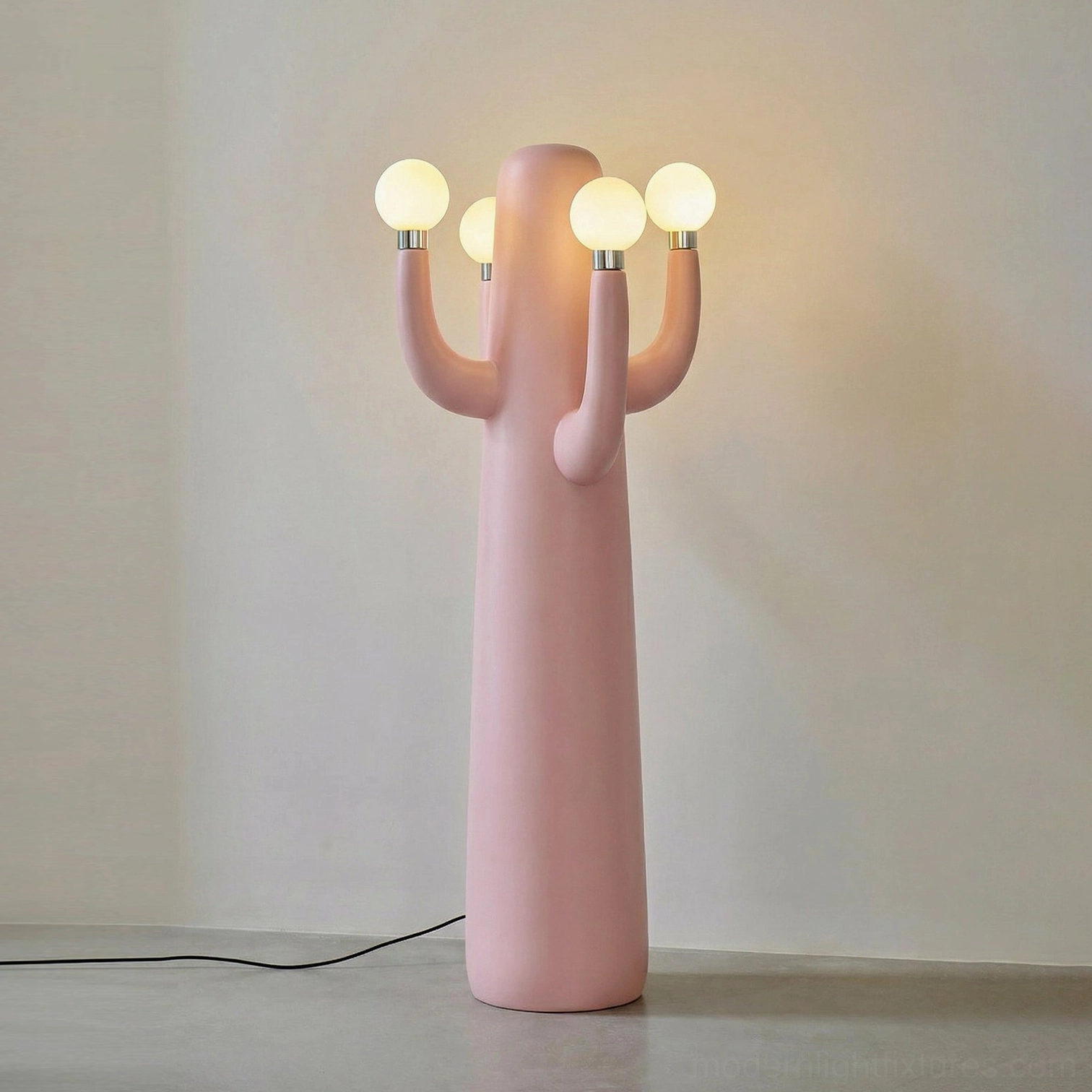 Elegant gold matte cactus floor lamp bringing warm sculptural presence to modern home