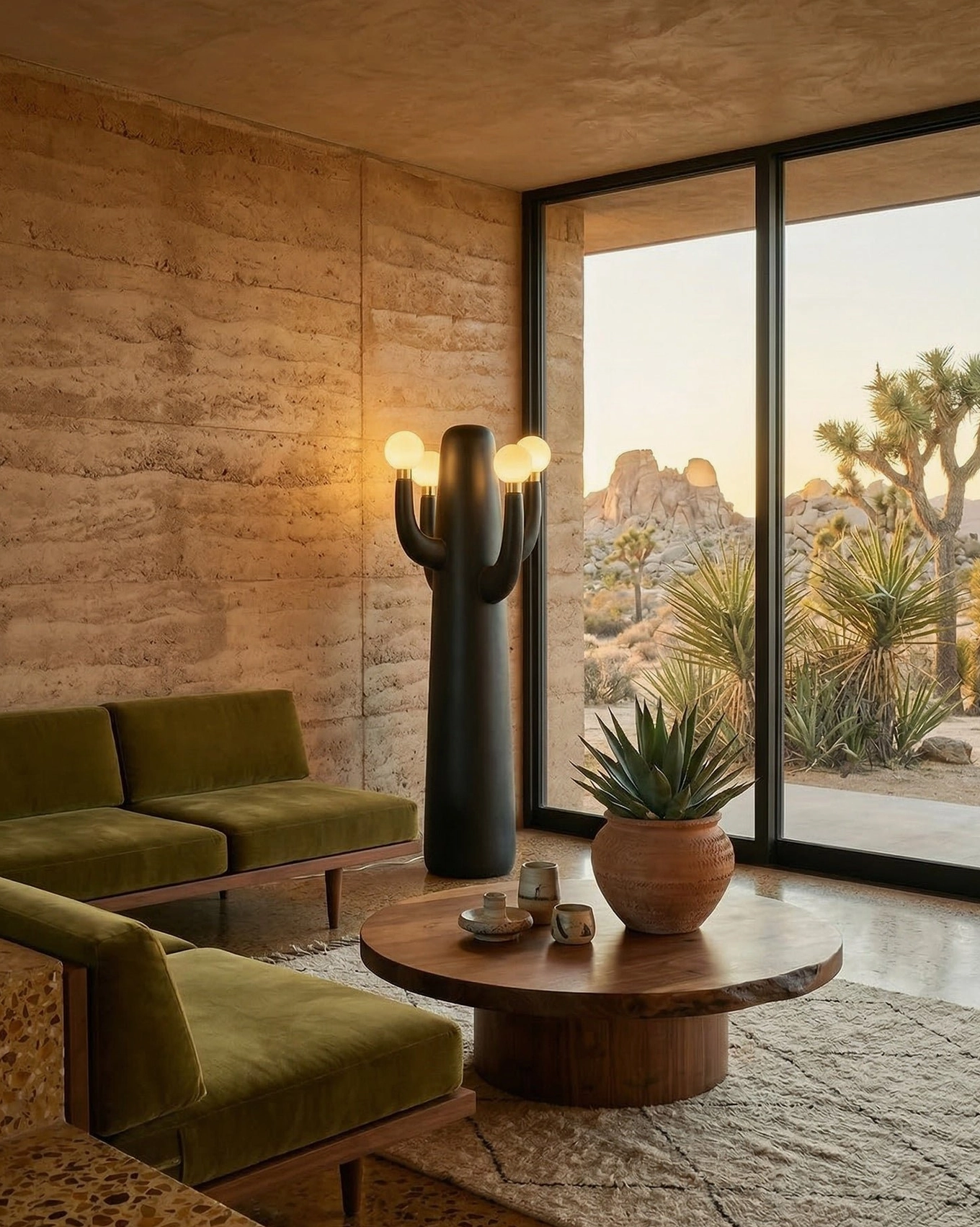 Cactus floor lamp in red finish - bold statement piece for contemporary interior design