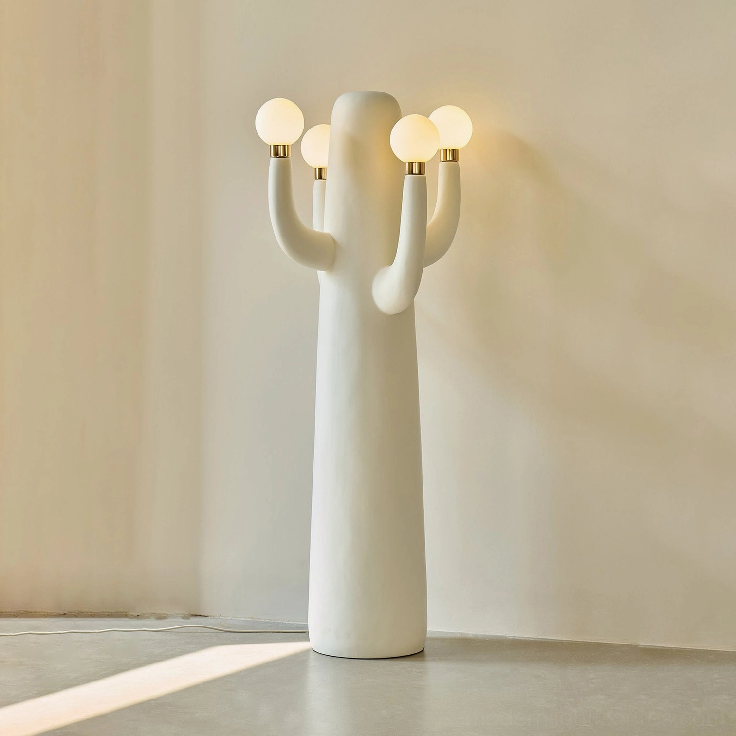 White matte cactus floor lamp - versatile sculptural lighting for contemporary home design