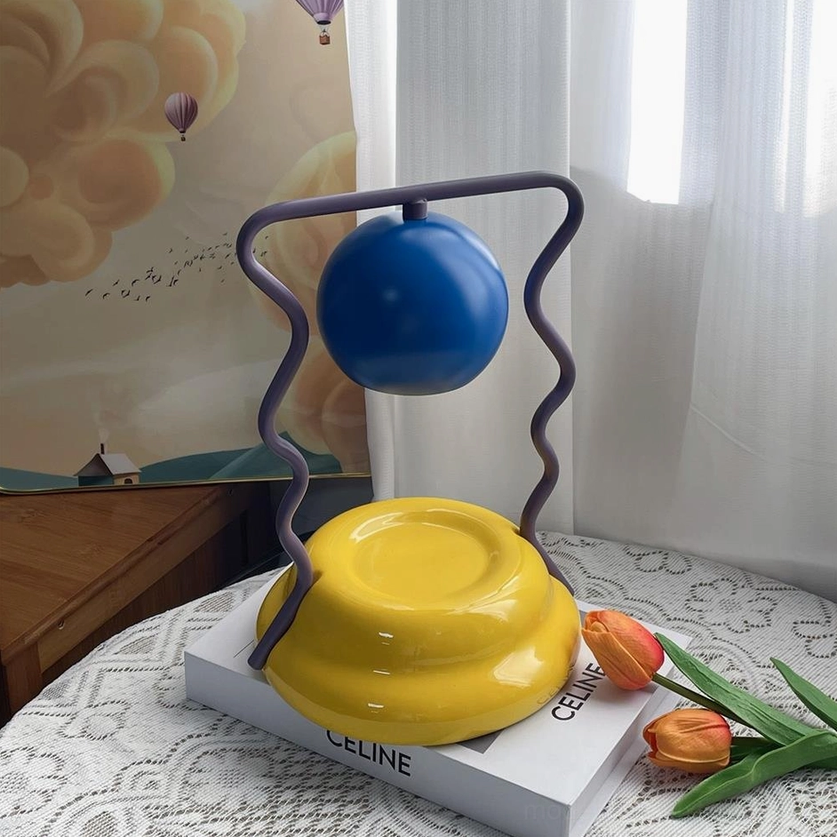 Caldas Candle Warmer Lamp dark purple and blue model - sculptural modern table light front view