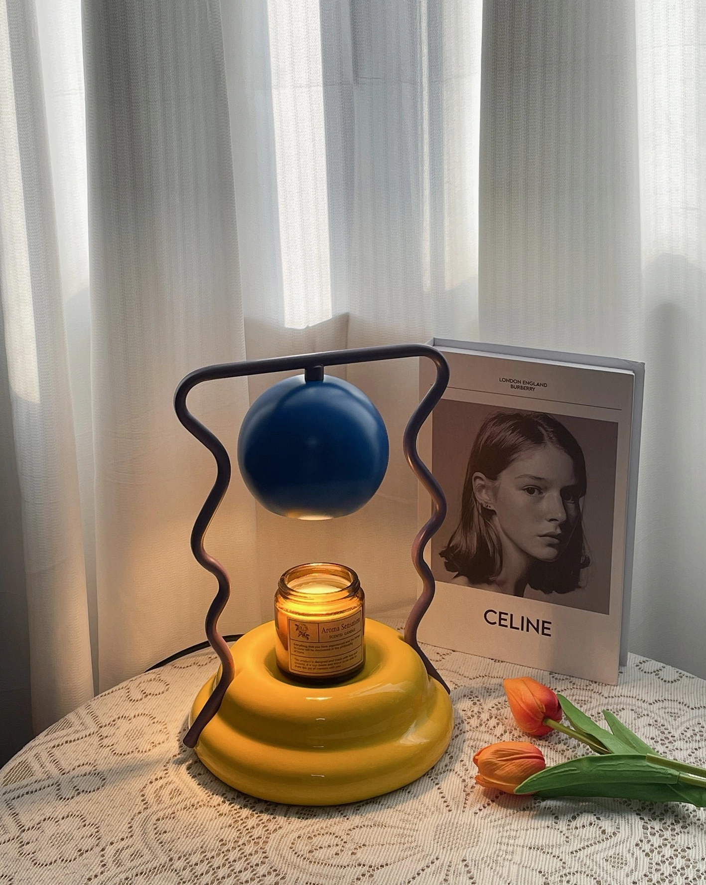 Caldas Candle Warmer Lamp modern sculptural lighting fixture - mid-century minimalist home décor