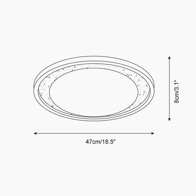 Caldo 47cm diameter ceiling light technical specification diagram, dimensions and installation guide