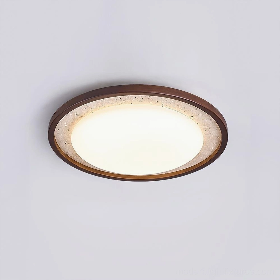Caldo 47cm diameter travertine ceiling light, compact size warm white warm lighting solution